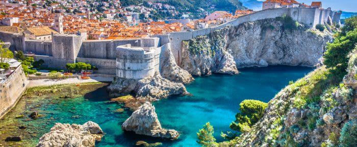 Dubrovnik landscape. / Aerial view at famous european travel destination in Croatia, Dubrovnik old town.