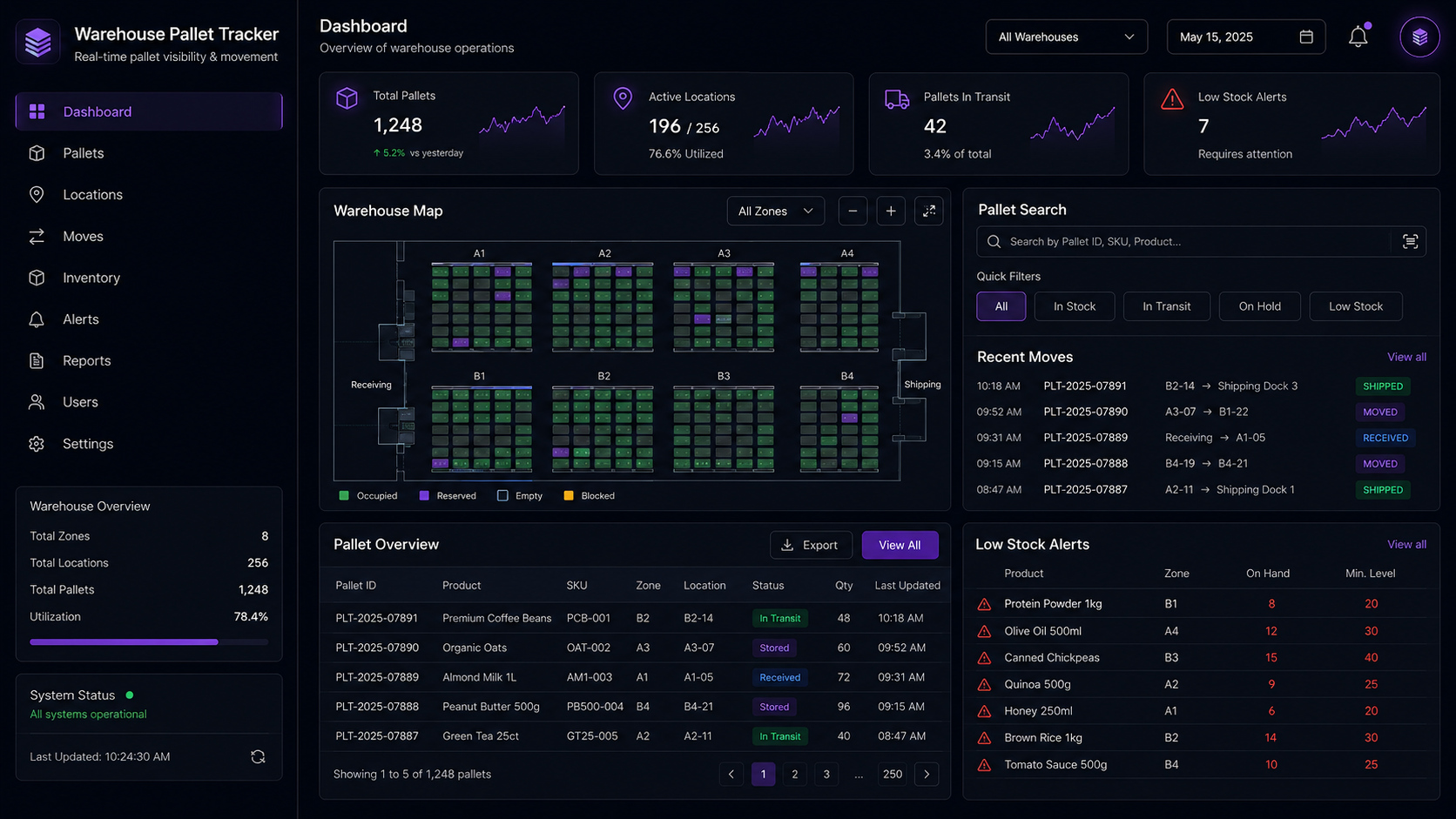 Warehouse Pallet Tracker — Track. Move. Organize.