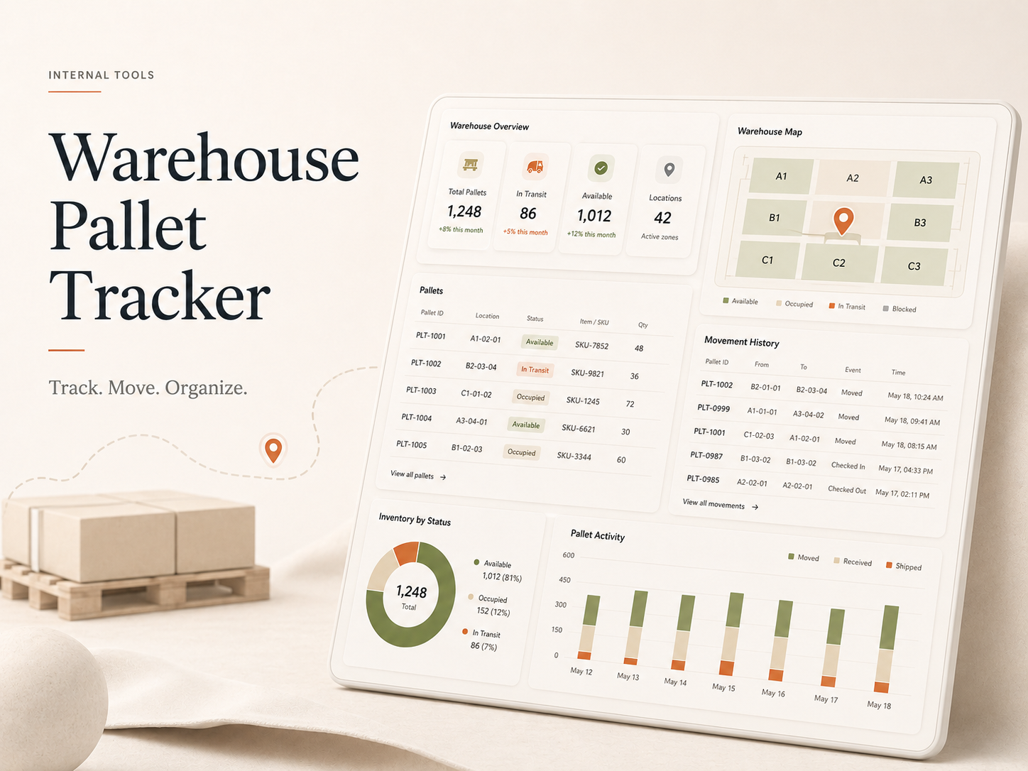 Warehouse Pallet Tracker — Track. Move. Organize.