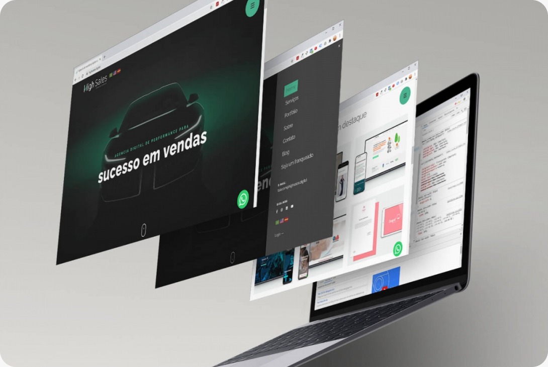 Camadas de telas e mockup