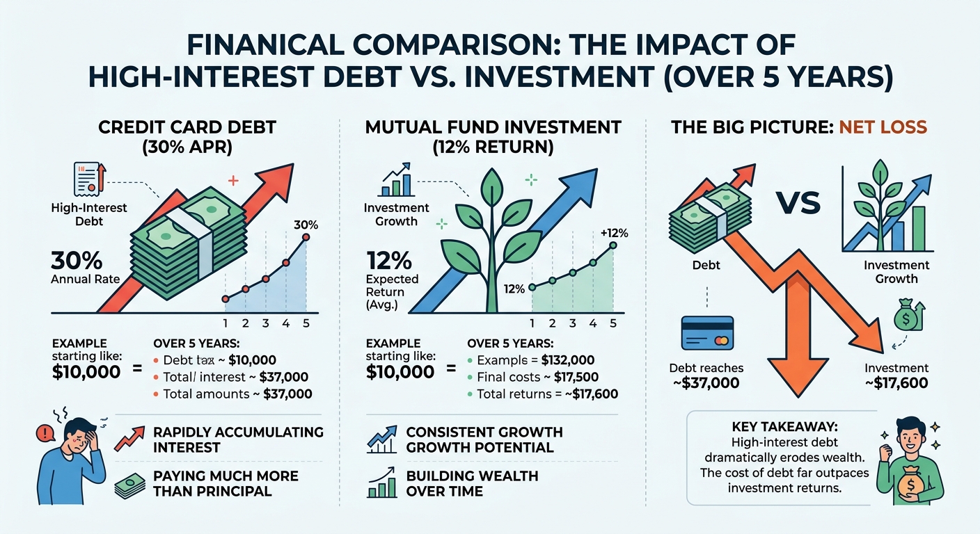 Comparison chart showing high interest debt vs market returns