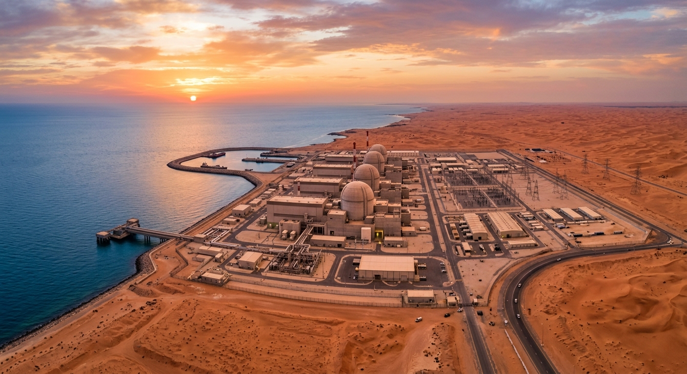 Aerial view of the Barakah nuclear energy facility in the UAE.