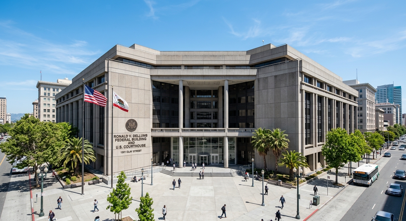The exterior of the federal courthouse in Oakland, California.