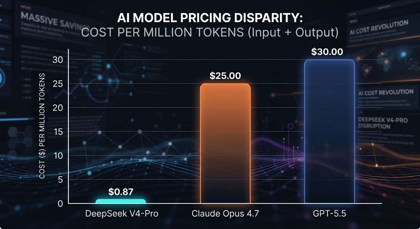 Bar chart comparing the per-million-token cost of DeepSeek V4-Pro versus OpenAI and Anthropic models.