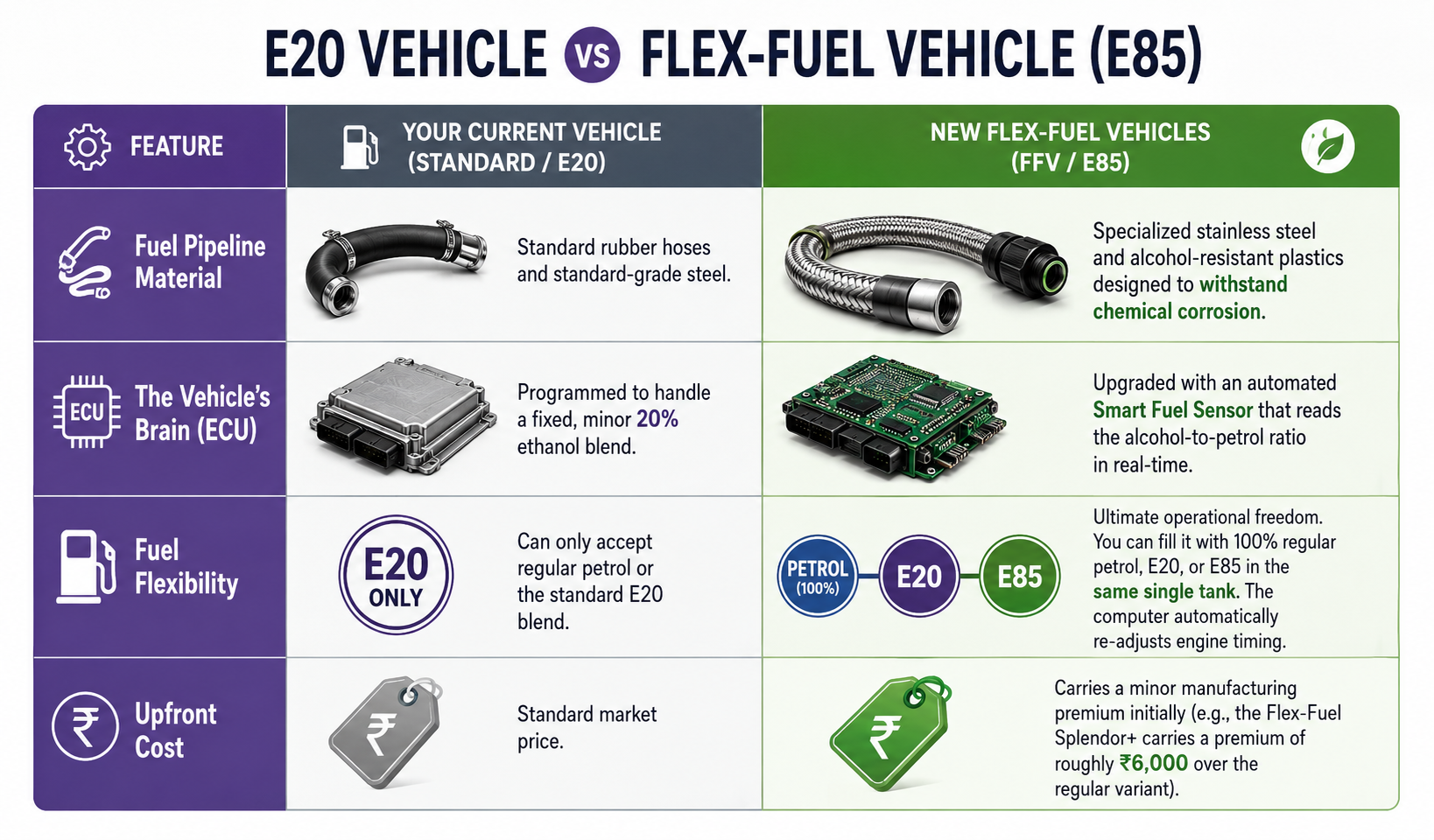 E20 vs Flex-fuel vehicle comparison
