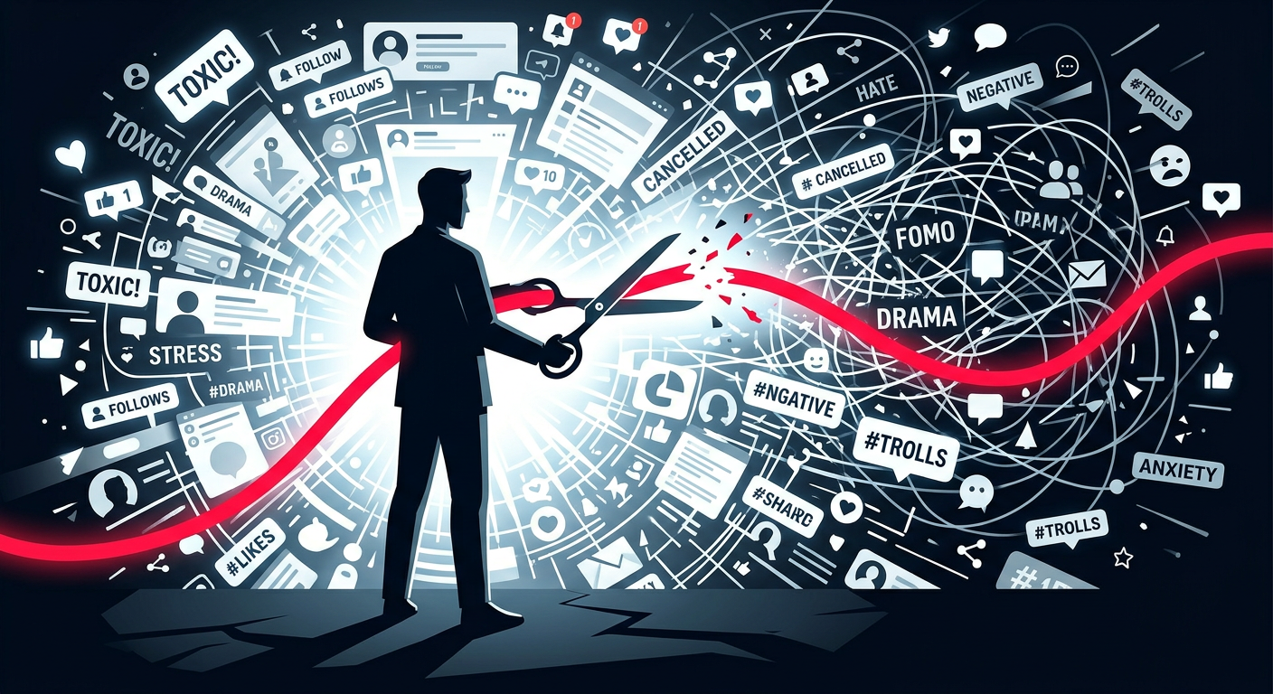 Conceptual art representing the act of setting firm boundaries in the digital age.