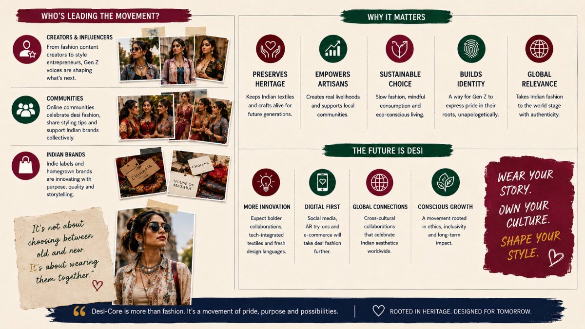 Driven by creators, communities, and conscious consumers, Desi-Core is redefining the future of Indian fashion.