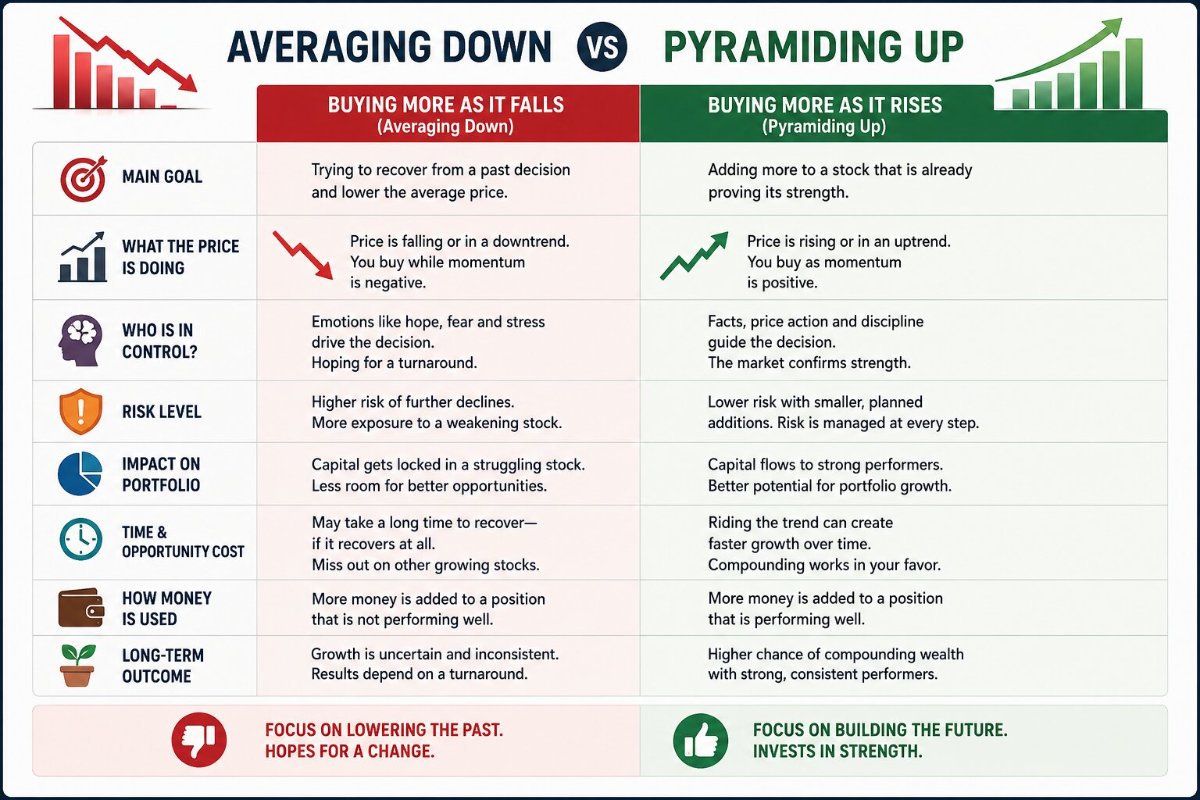Averaging down vs pyramiding up