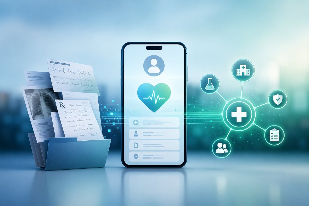 Digital healthcare data integration concept