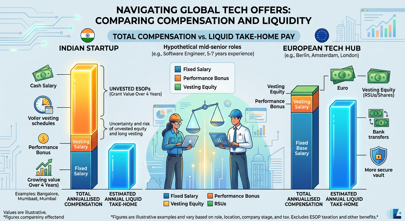 Infographic showing the discrepancy between projected ESOP value and actual liquidity.