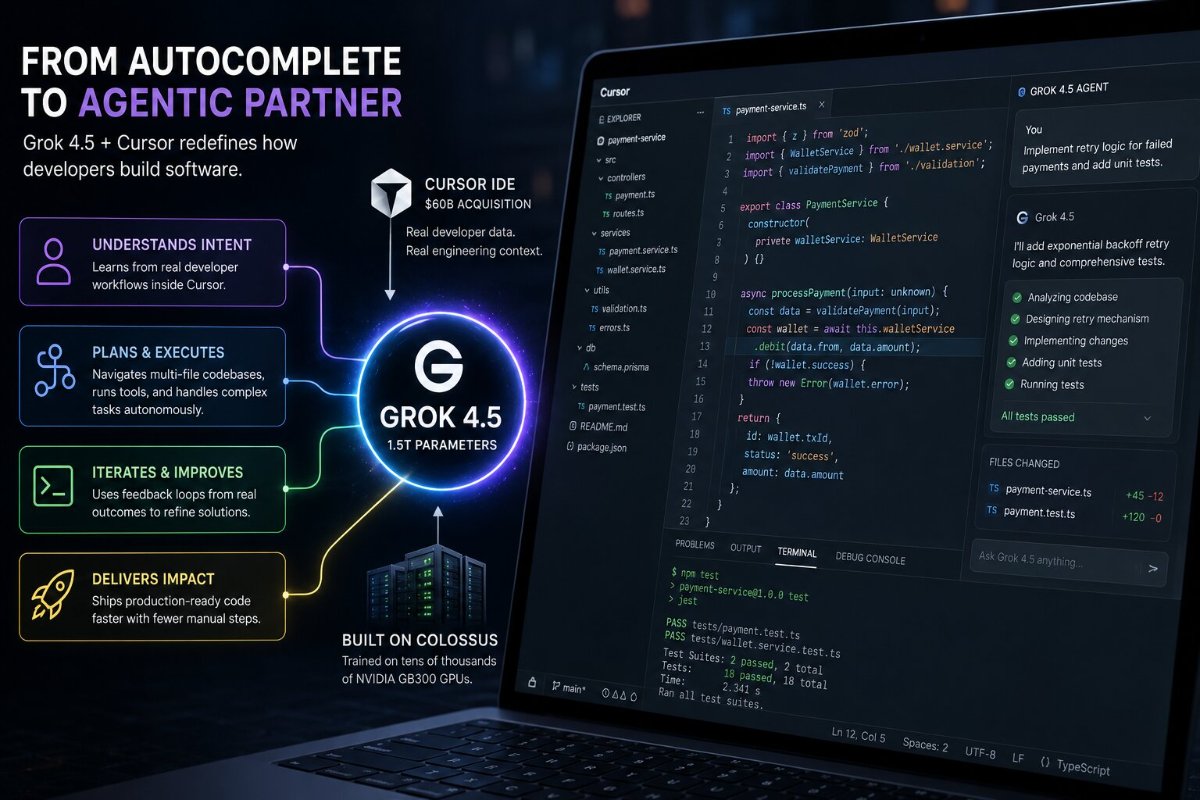 Tech-powered developer workspace with Grok 4.5