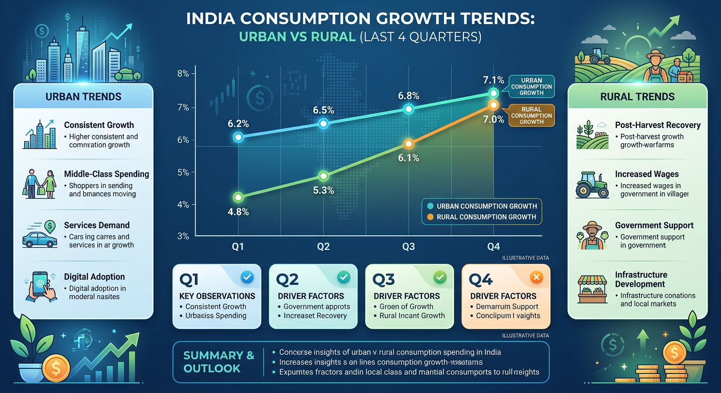 Graph showing the widening gap between urban and rural consumption growth in India.