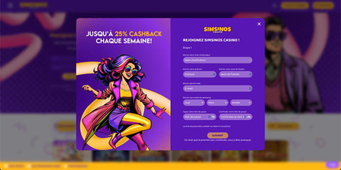 Simsinos connexion et inscription compte VIP