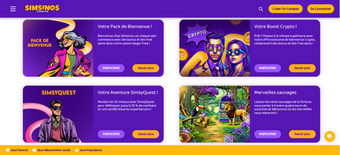 Simsinos casino bonus sans wager freespins