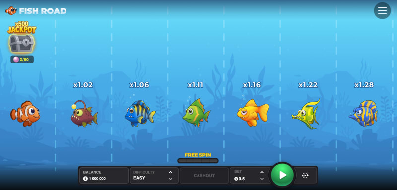 Fish Road InOut Games — gameplay et RTP