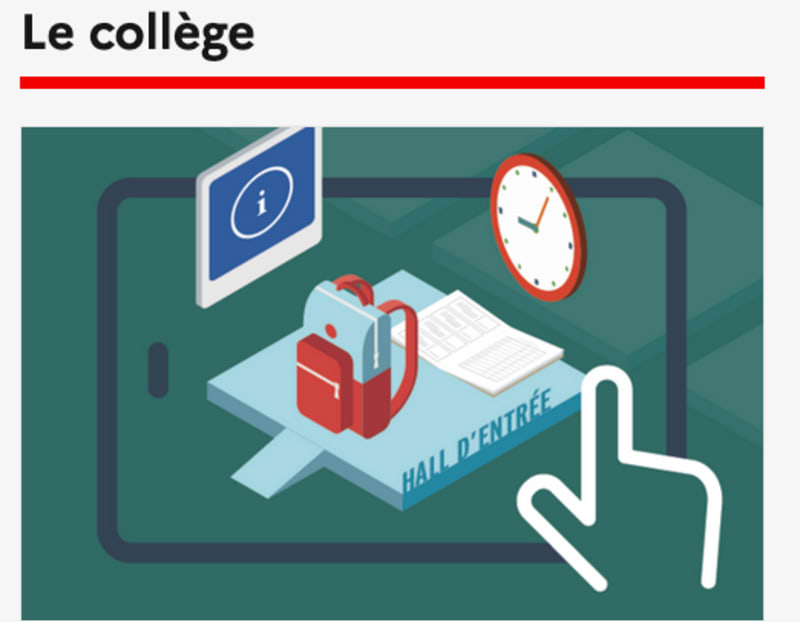 Illustration d'une interface numérique de découverte du collège