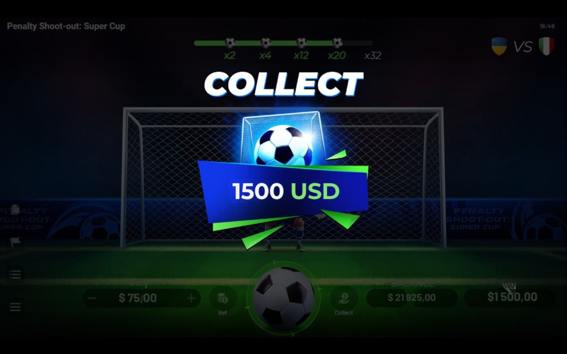 Penalty Shoot Out Super Cup Evoplay — multiplicateur