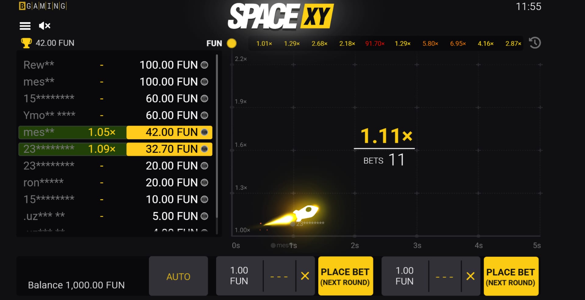 Space XY BGaming — démo gratuite