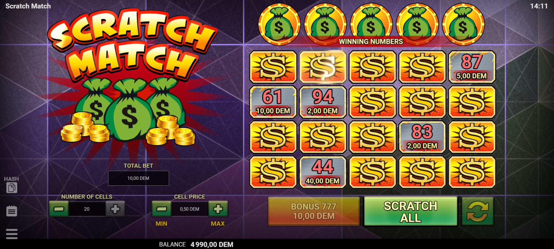 Scratch Match Evoplay — demo gratis