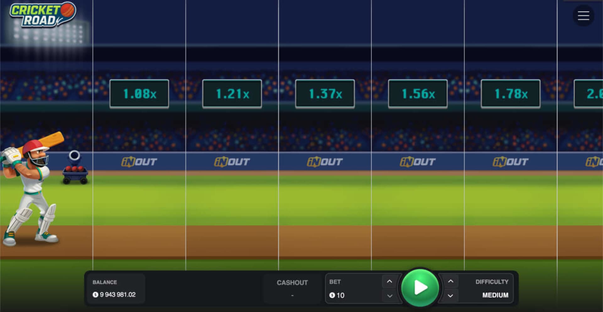 Cricket Road InOut Games — gameplay et RTP