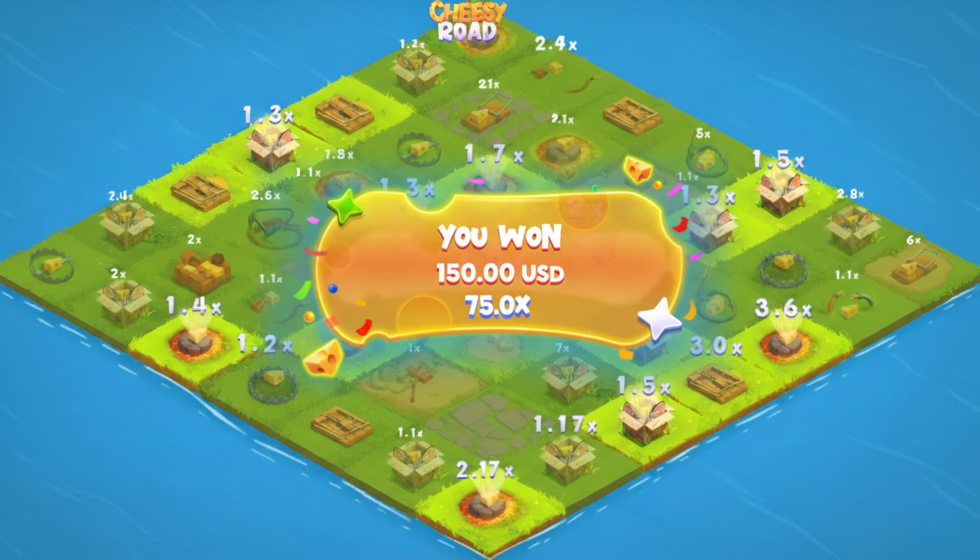 Cheesy Road démo gratuite — gameplay mobile RTP 97%