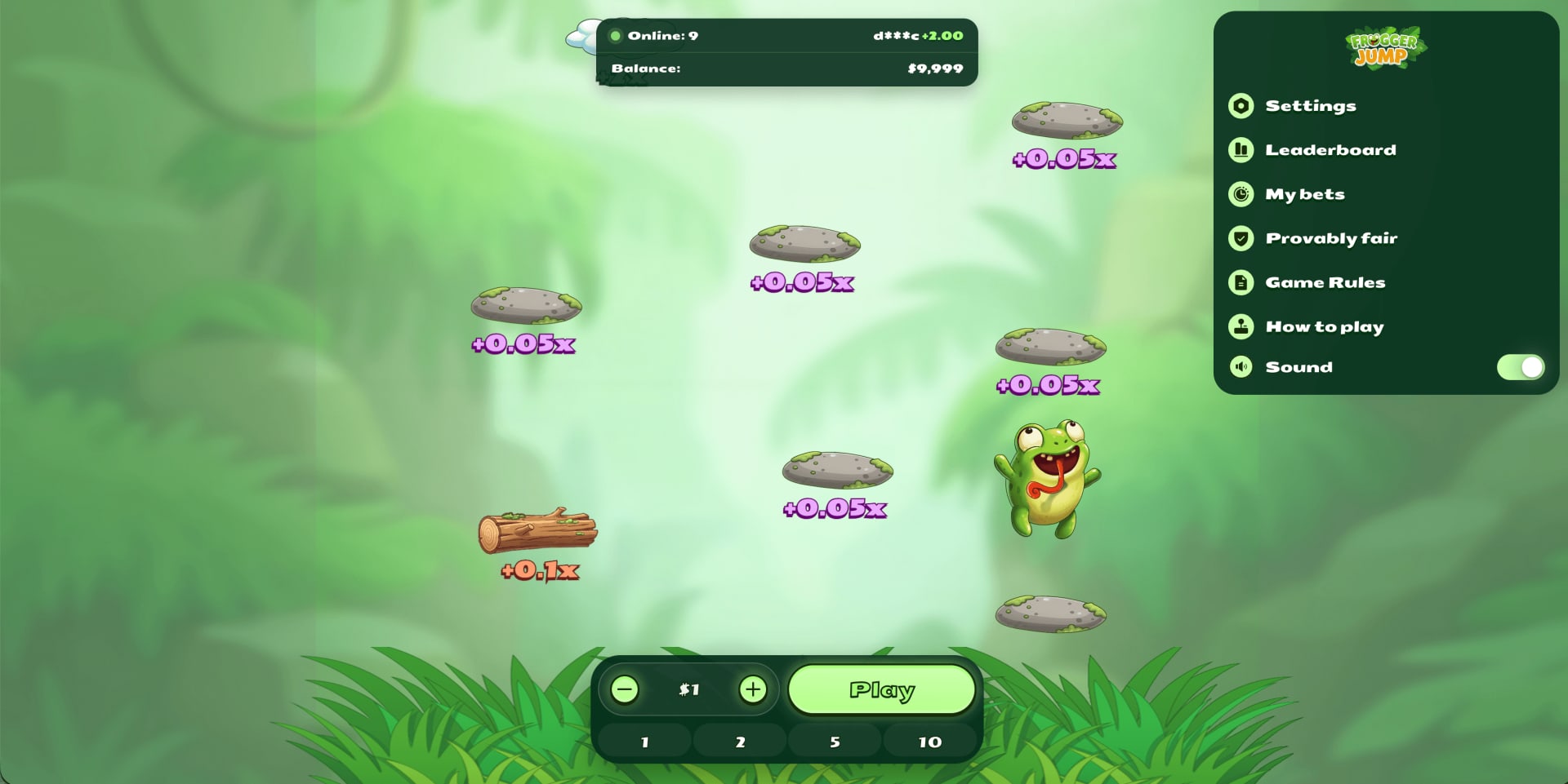 Frogger Jump gameplay — multiplicateur RTP 97%