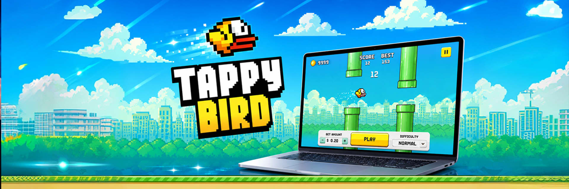 Bannière Tappy Bird 100HP Gaming — mini-jeu crash arcade