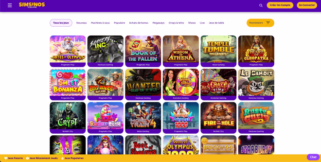 Simsinos casino en ligne machines à sous