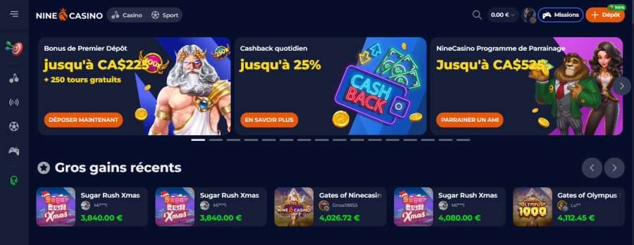 Nine Casino vyherni automaty online