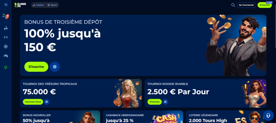 BillionaireSpin bonus za registraci