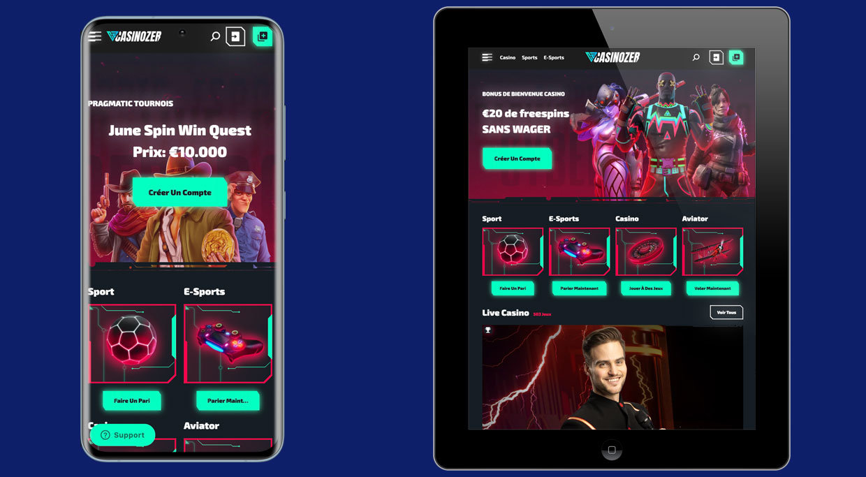Le casino en ligne Casinozer sur mobile et tablette Le casino en ligne Casinozer sur mobile et tablette