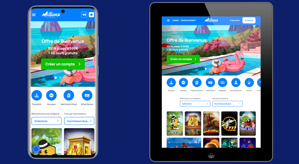 Le casino en ligne Millionz sur mobile et tablette Le casino en ligne Millionz sur mobile et tablette