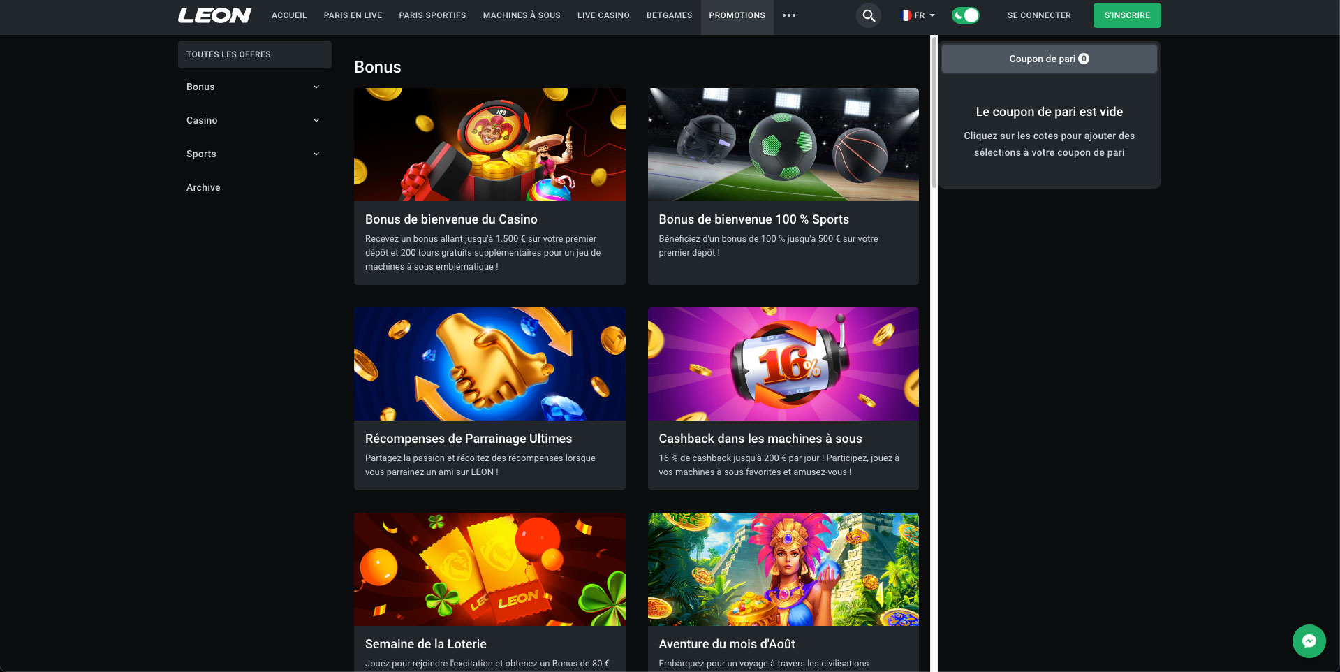 Maximisez votre Bonus avec Leon