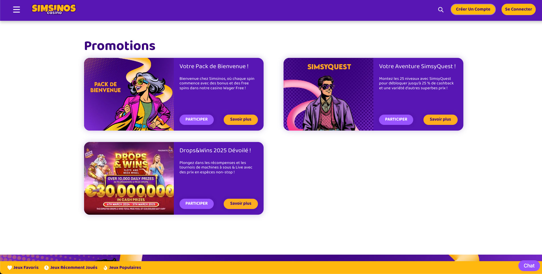 Simsinos casino bonus de bienvenue et promotions