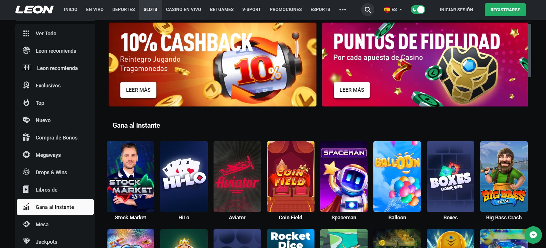 los mini-juegos en el casino en línea Leonbet