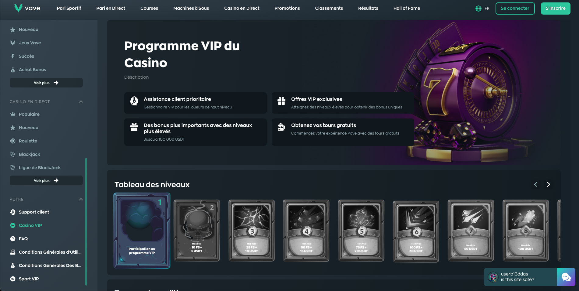 Programme VIP sur le casino en ligne Vave Programme VIP sur le casino en ligne Vave