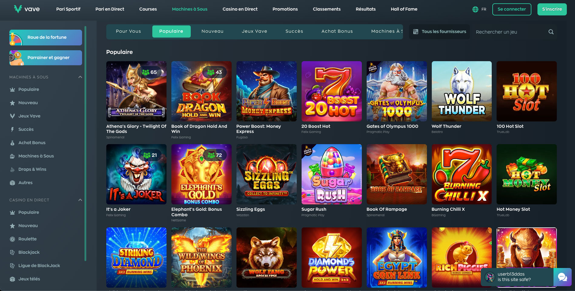 Presentaion des jeux casinos sur le casino en ligne Vave Presentaion des jeux casinos sur le casino en ligne Vave