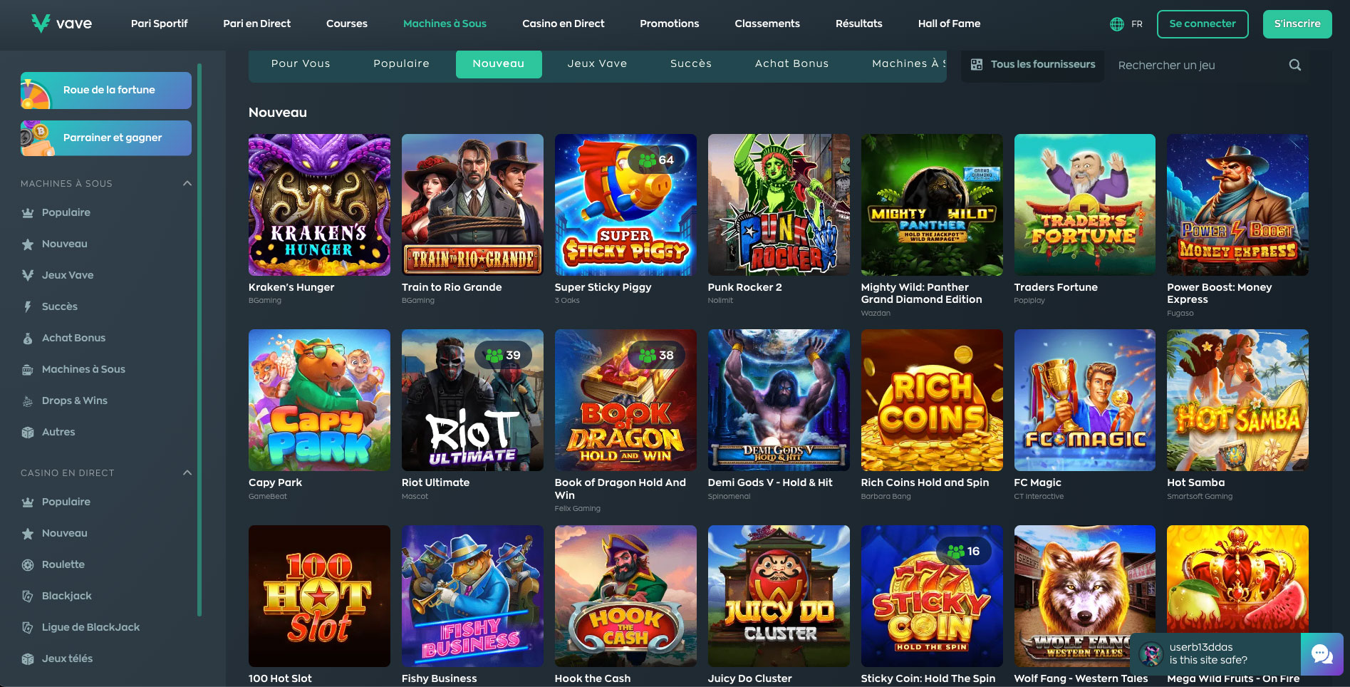Machine a sous sur le casino en ligne Vave Machine a sous sur le casino en ligne Vave