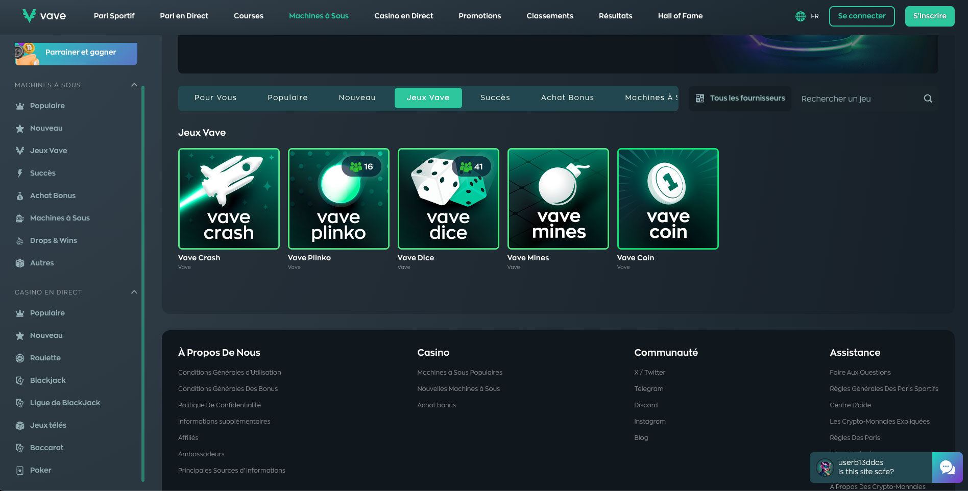 Les jeux exclusifs le casino en ligne Vave Les jeux exclusifs le casino en ligne Vave