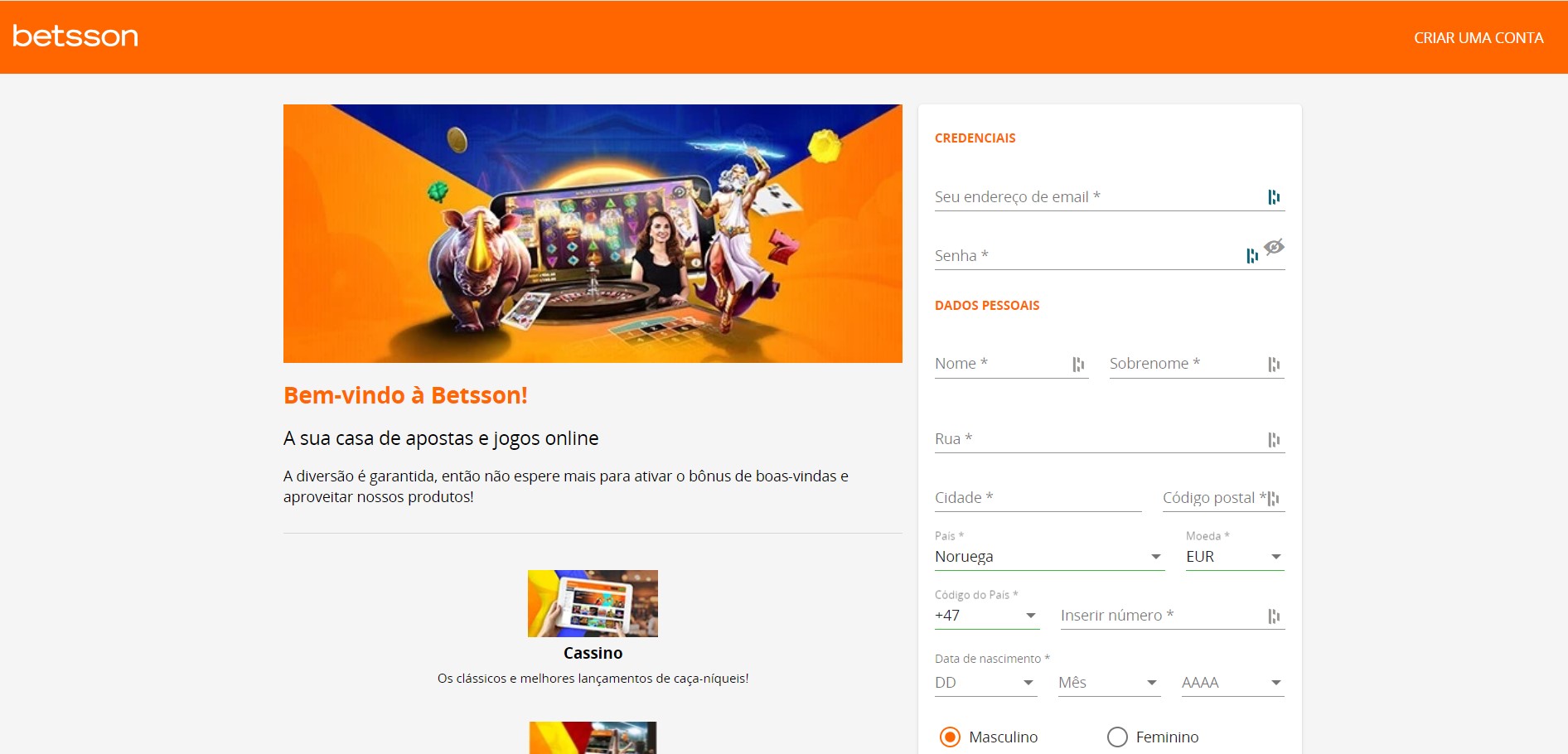 Se registrar no Betsson Casino Se registrar no Betsson Casino