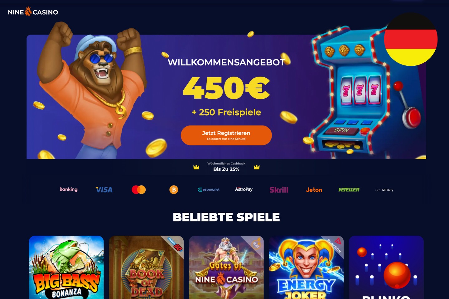 nieuw Nine Casino gratis spins bonus promotie in Belgium