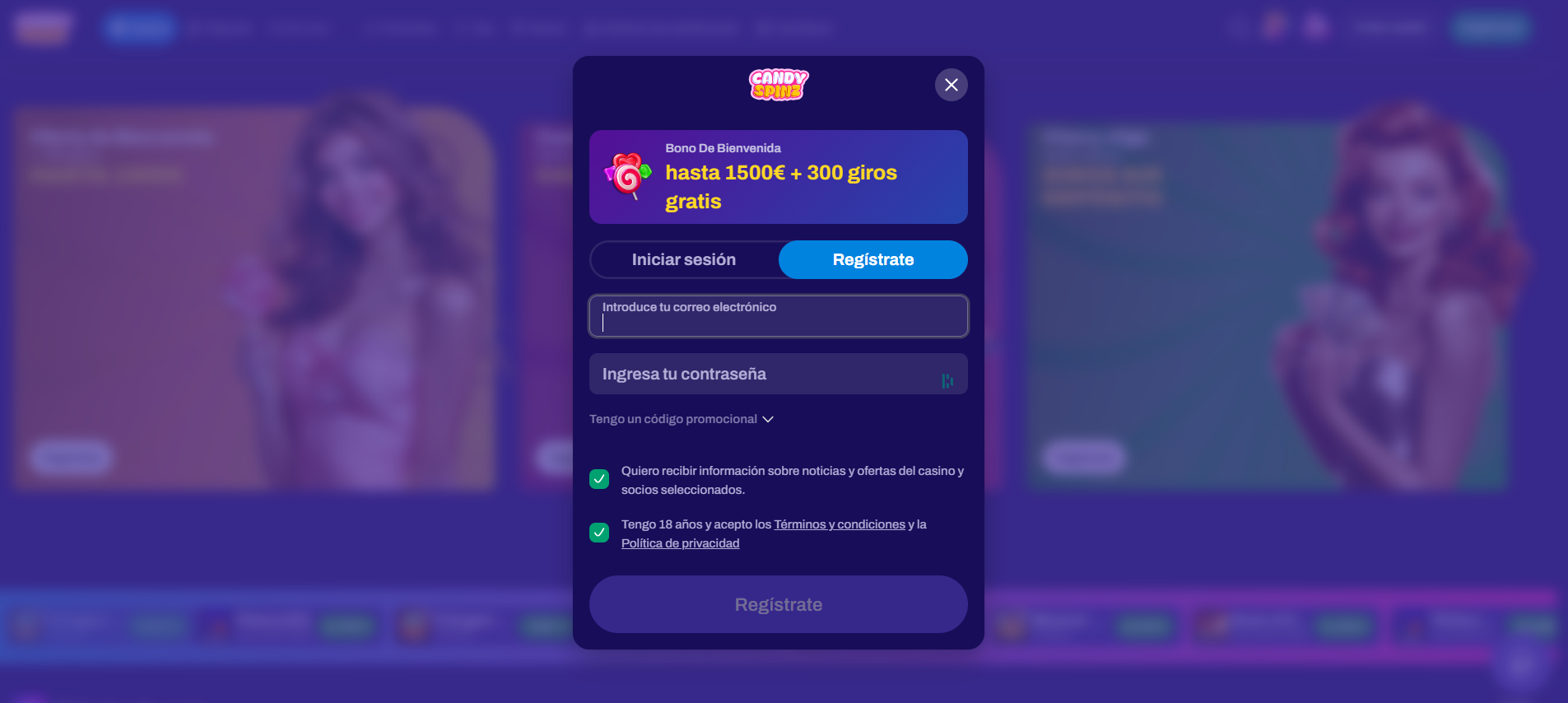 Registrate CandySpinz