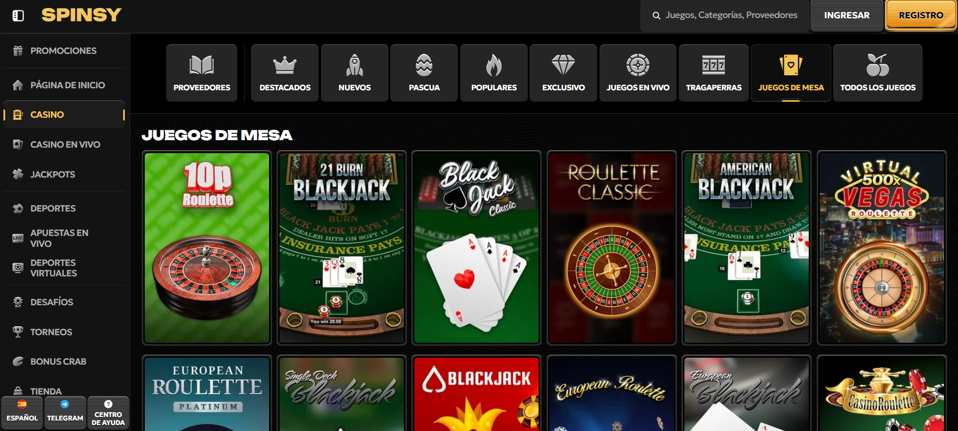 juegos de mesa spinsy casino