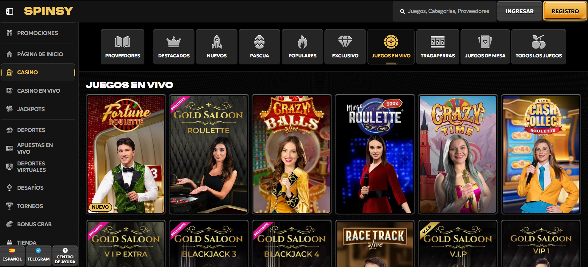casino en vivo spinsy casino