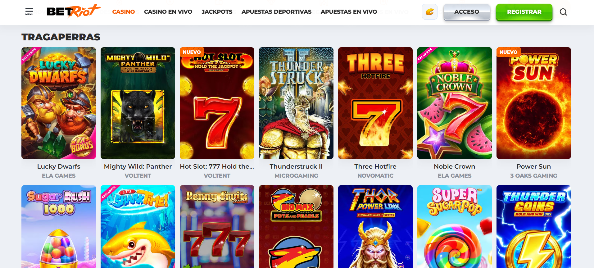 Slots y tragaperras Betriot casino