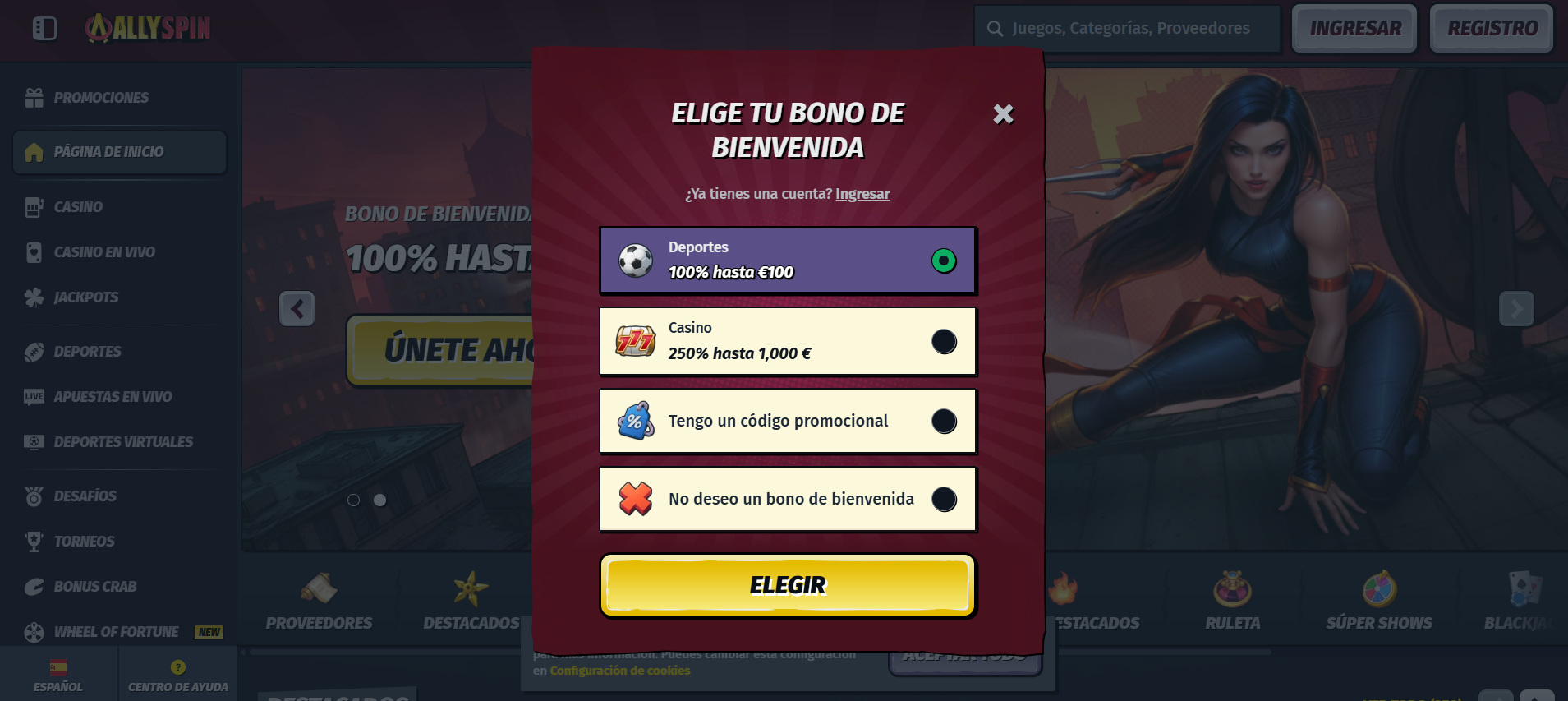 Allyspin casino registro