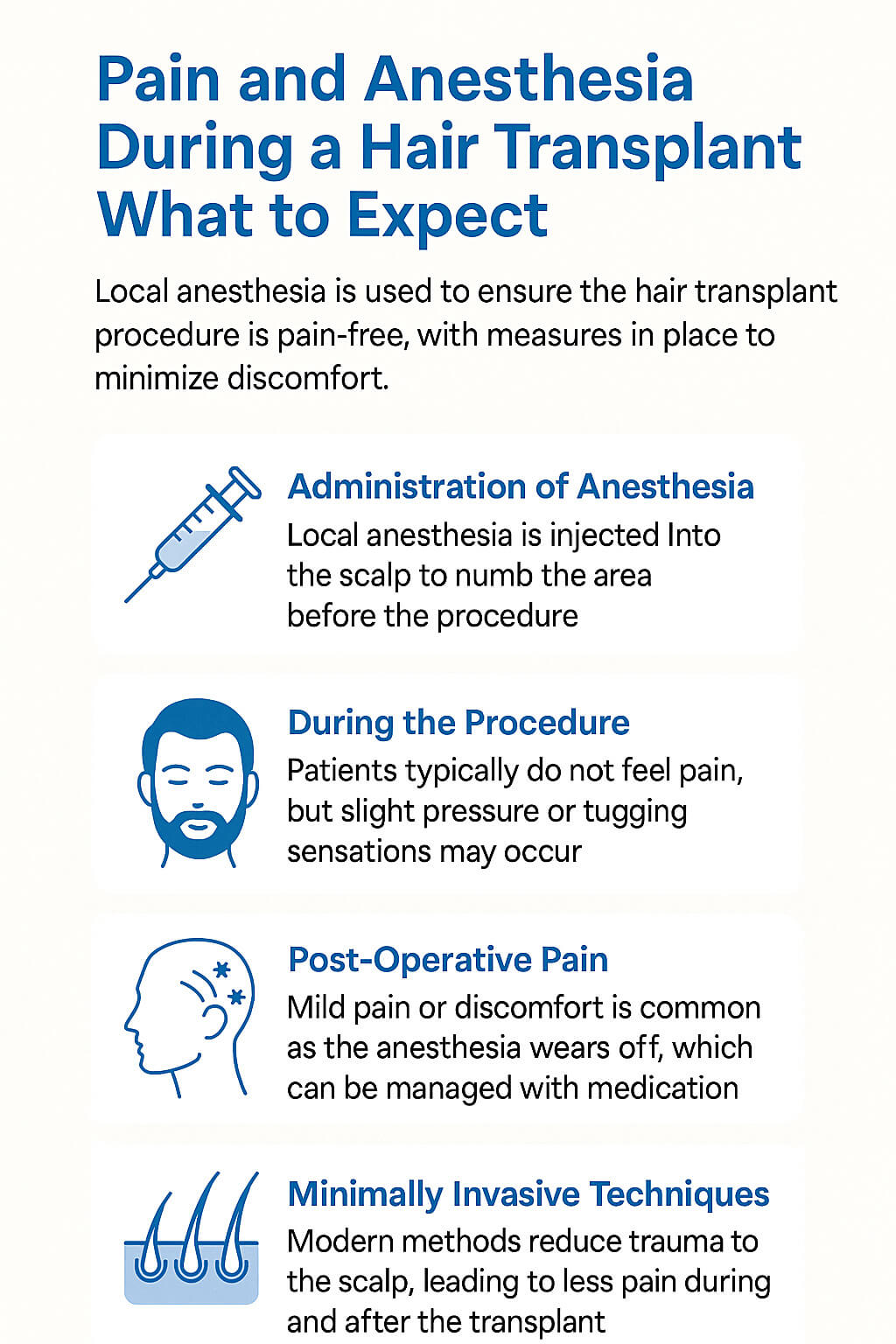 Pain and anesthesia during a hair transplant : what to expect ?