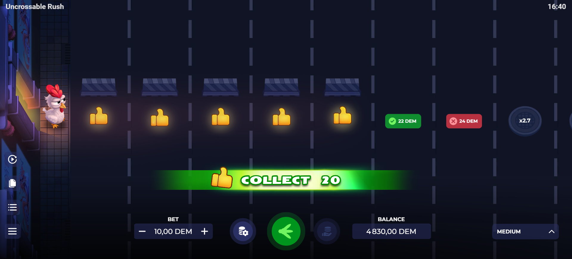 Uncrossable Rush win Uncrossable Rush win