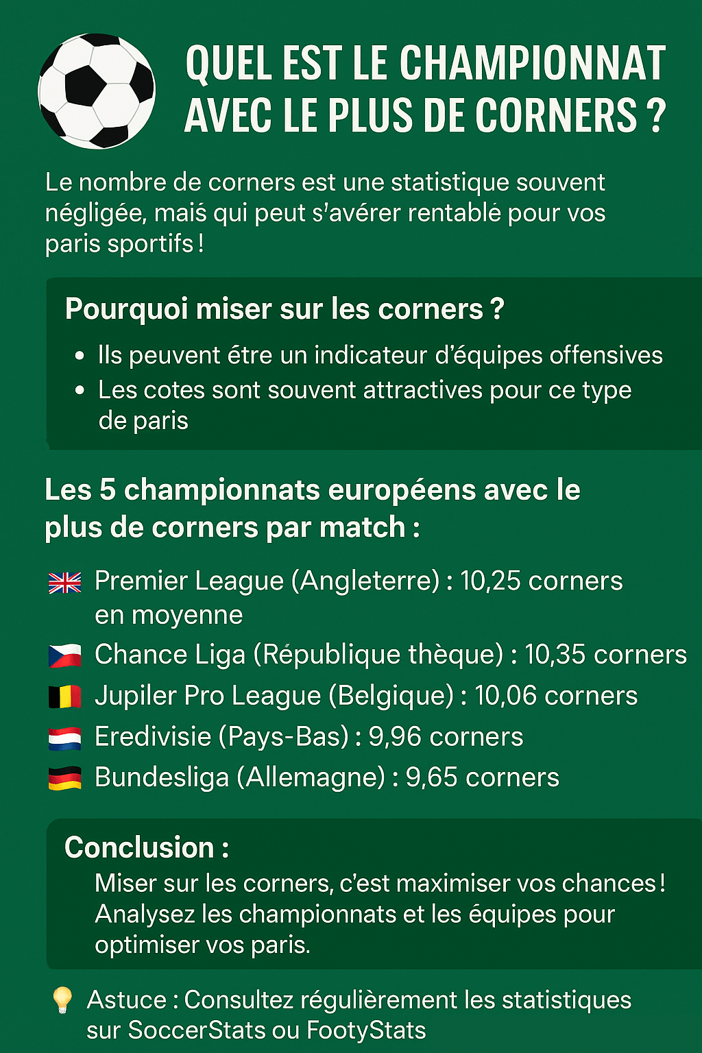 infographie championnat plus corners