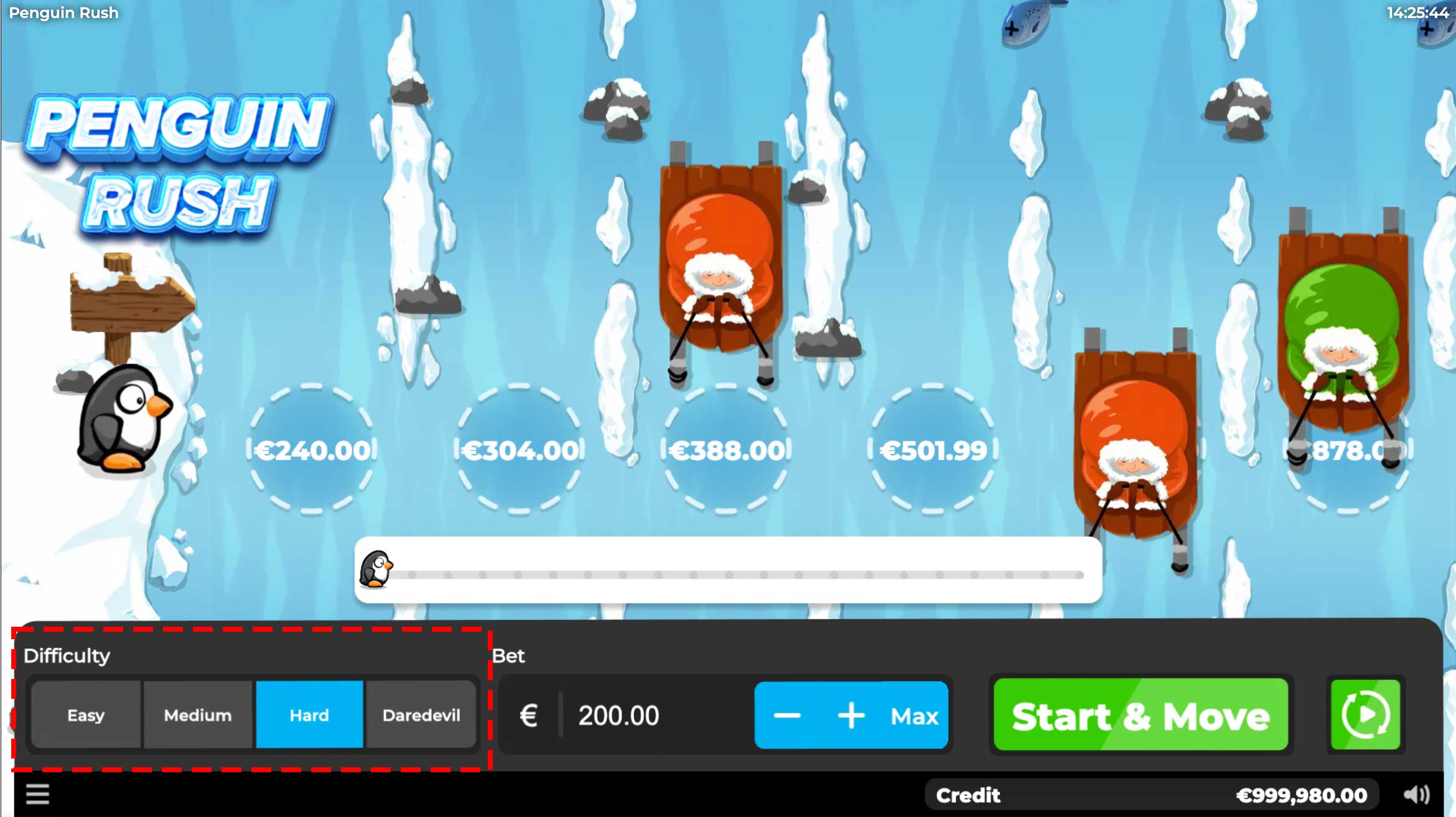 Ajustar la dificultad del juego Penguin Rush